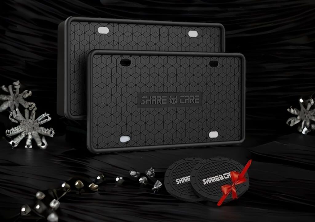 black license plate frame
